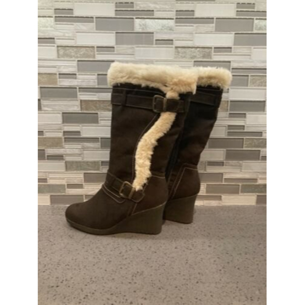 Canyon River Blues Women's Boot's - Chocolate Brown w fur Knee-High Zip Size 8.5